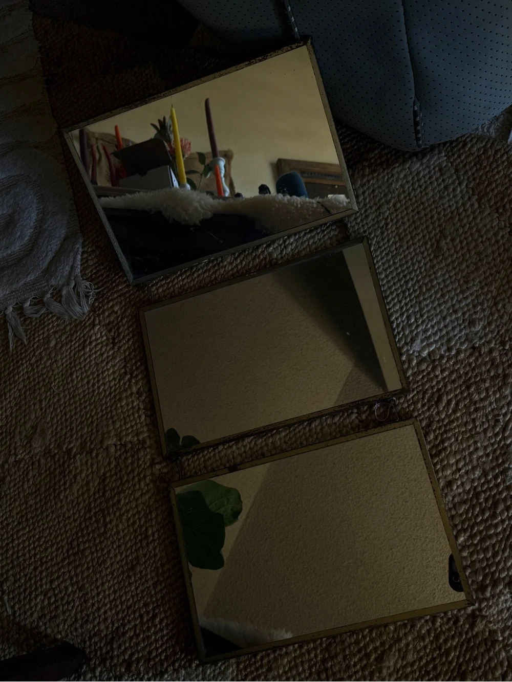Rare Triptych of Mirrors, France, 1930s Vintage Trifold Vanity Mirror in Gold